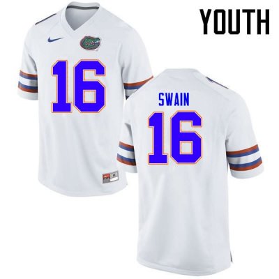 Youth Florida Gators #16 Freddie Swain NCAA Nike White Authentic Stitched College Football Jersey VBU5762AJ